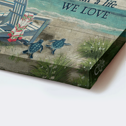 Couple Premium Wrapped Landscape Canvas - Beach, Chair Couple, Turtle, And So Together We Built A Life We Loved - Gift For Couple, Spouse, Lovers - Amzanimalsgift