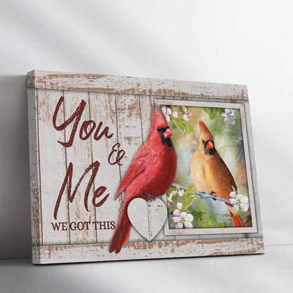 Couple Premium Wrapped Landscape Canvas - Beautiful Cardinal, Jasmine Artwork, Pretty Forest, You And Me, We Got This - Perfect Gift For Couple, Lovers - Amzanimalsgift