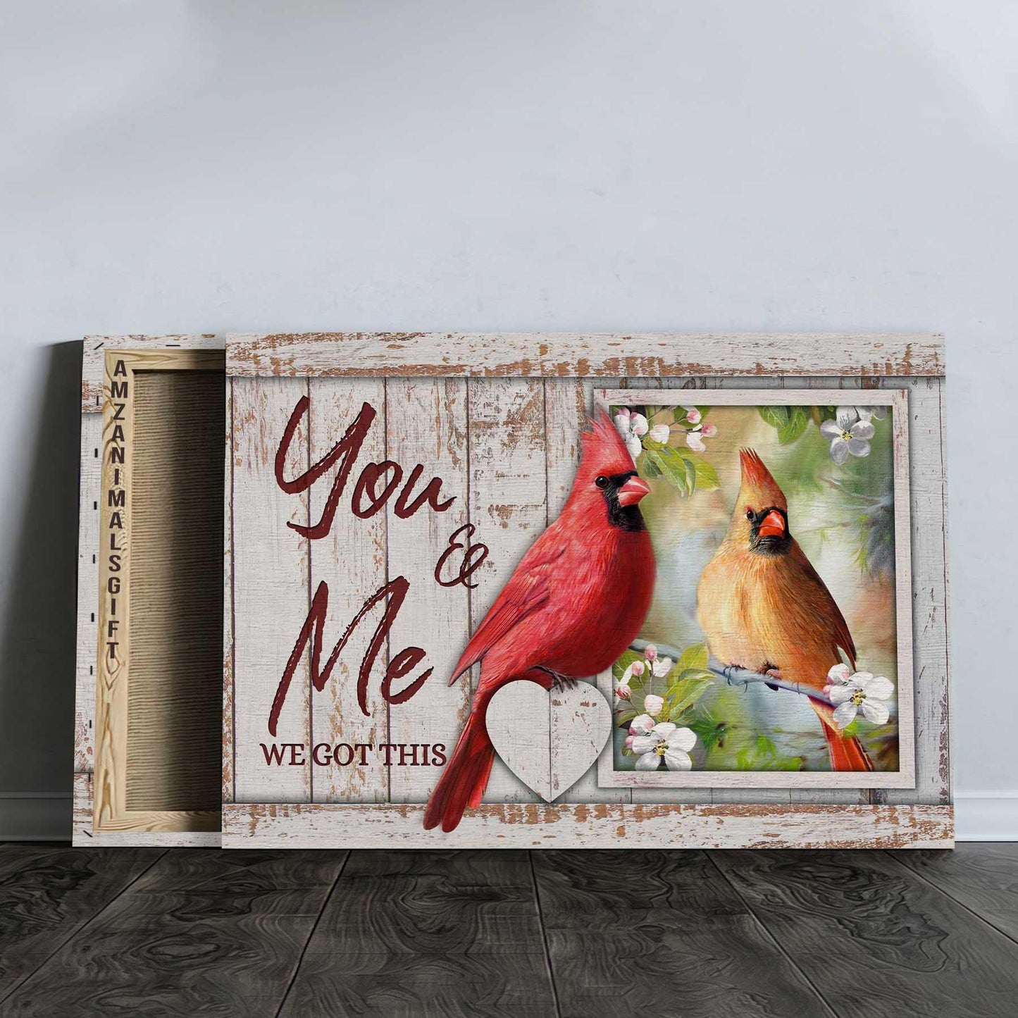 Couple Premium Wrapped Landscape Canvas - Beautiful Cardinal, Jasmine Artwork, Pretty Forest, You And Me, We Got This - Perfect Gift For Couple, Lovers - Amzanimalsgift