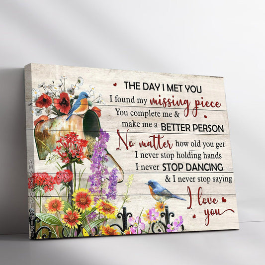 Couple Premium Wrapped Landscape Canvas - Flower Garden, Birdhouse, Hummingbird, I Never Stop Saying I Love You - Perfect Gift For Couple, Spouse - Amzanimalsgift