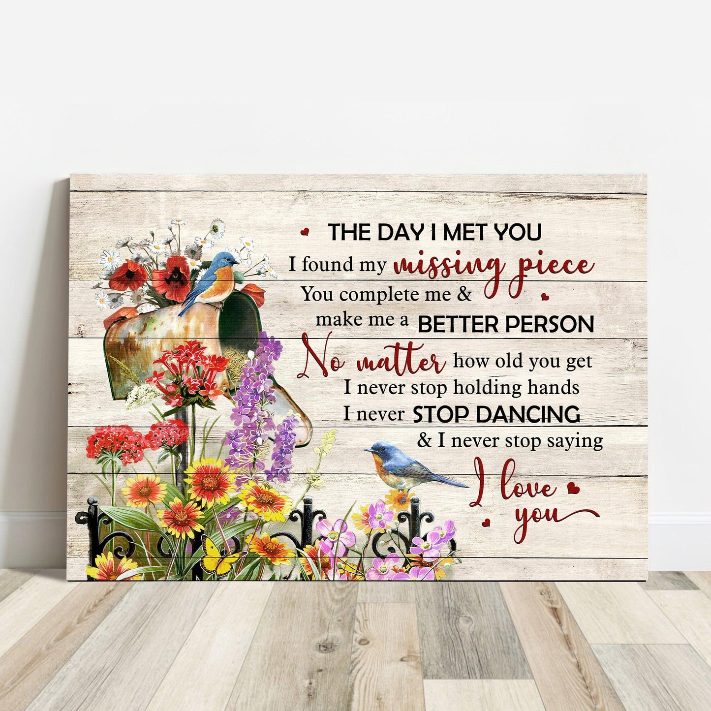 Couple Premium Wrapped Landscape Canvas - Flower Garden, Birdhouse, Hummingbird, I Never Stop Saying I Love You - Perfect Gift For Couple, Spouse - Amzanimalsgift