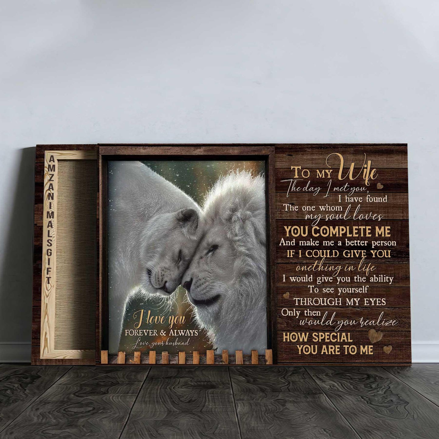 Couple Premium Wrapped Landscape Canvas - To My Wife, Beautiful Lion, Beautiful lion, I Love You Forever And Always - Gift For Couple, Lovers - Amzanimalsgift