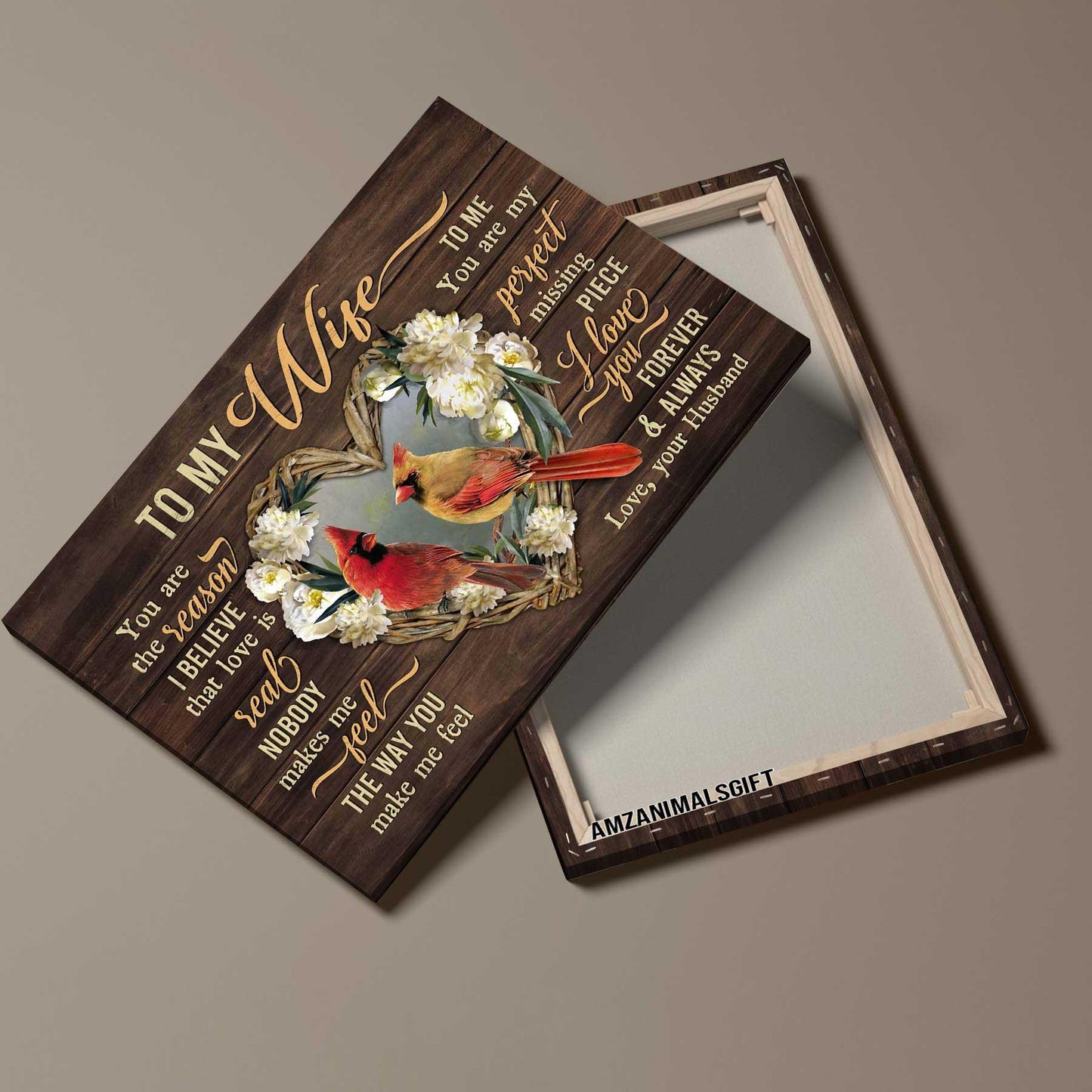 Couple Premium Wrapped Landscape Canvas - To My Wife, Cardinal Couple, You Are My Perfect Missing Piece - Perfect Gift For Couple, Spouse - Amzanimalsgift