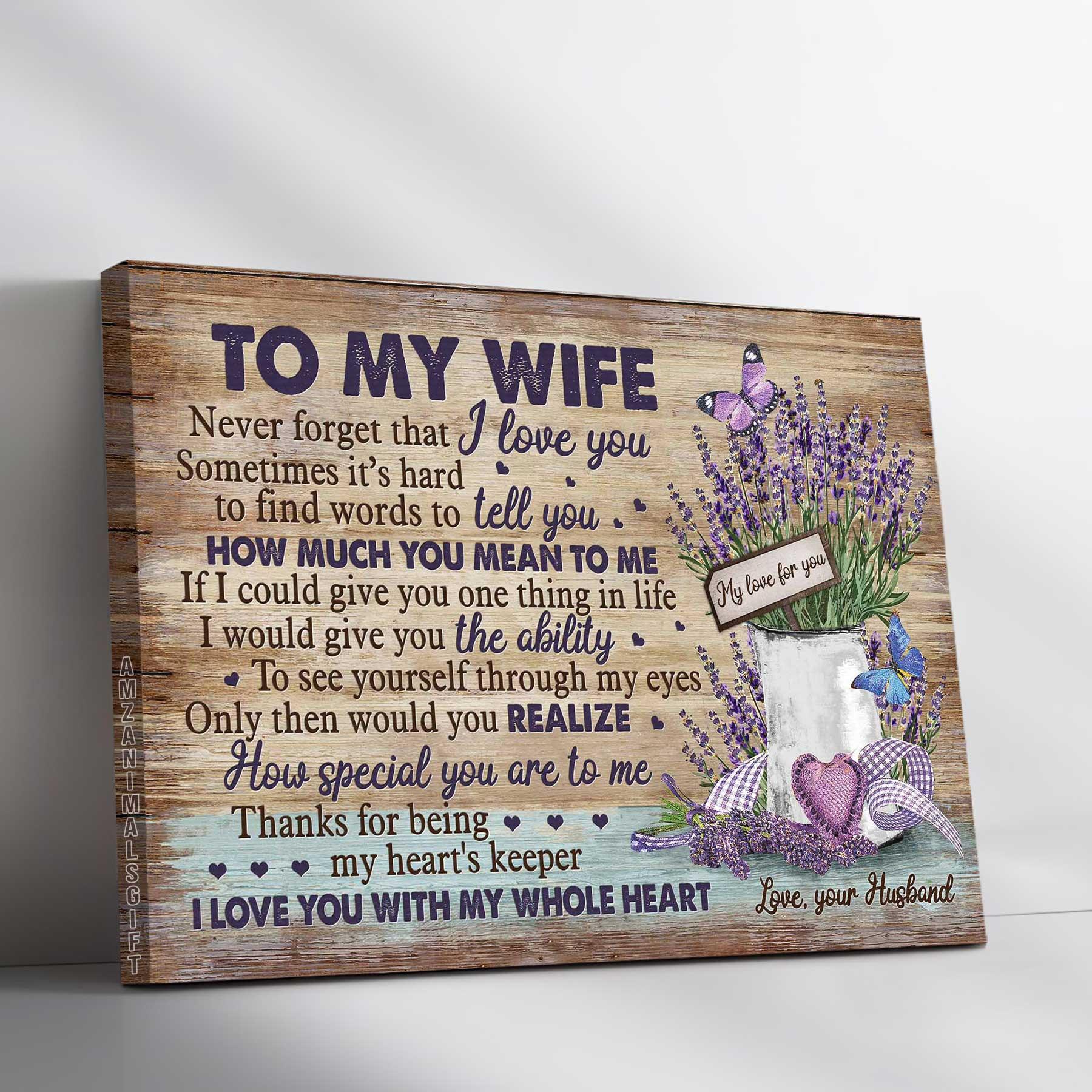 Couple Premium Wrapped Landscape Canvas - To My Wife, Lavender, I Love You With My Whole Heart - Perfect Gift For Couple, Spouse - Amzanimalsgift