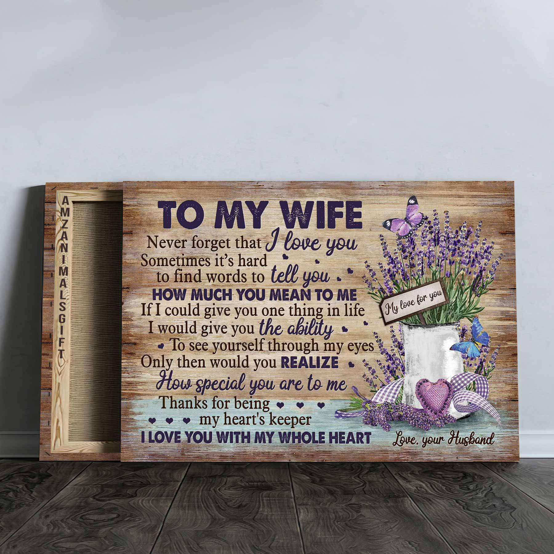 Couple Premium Wrapped Landscape Canvas - To My Wife, Lavender, I Love You With My Whole Heart - Perfect Gift For Couple, Spouse - Amzanimalsgift