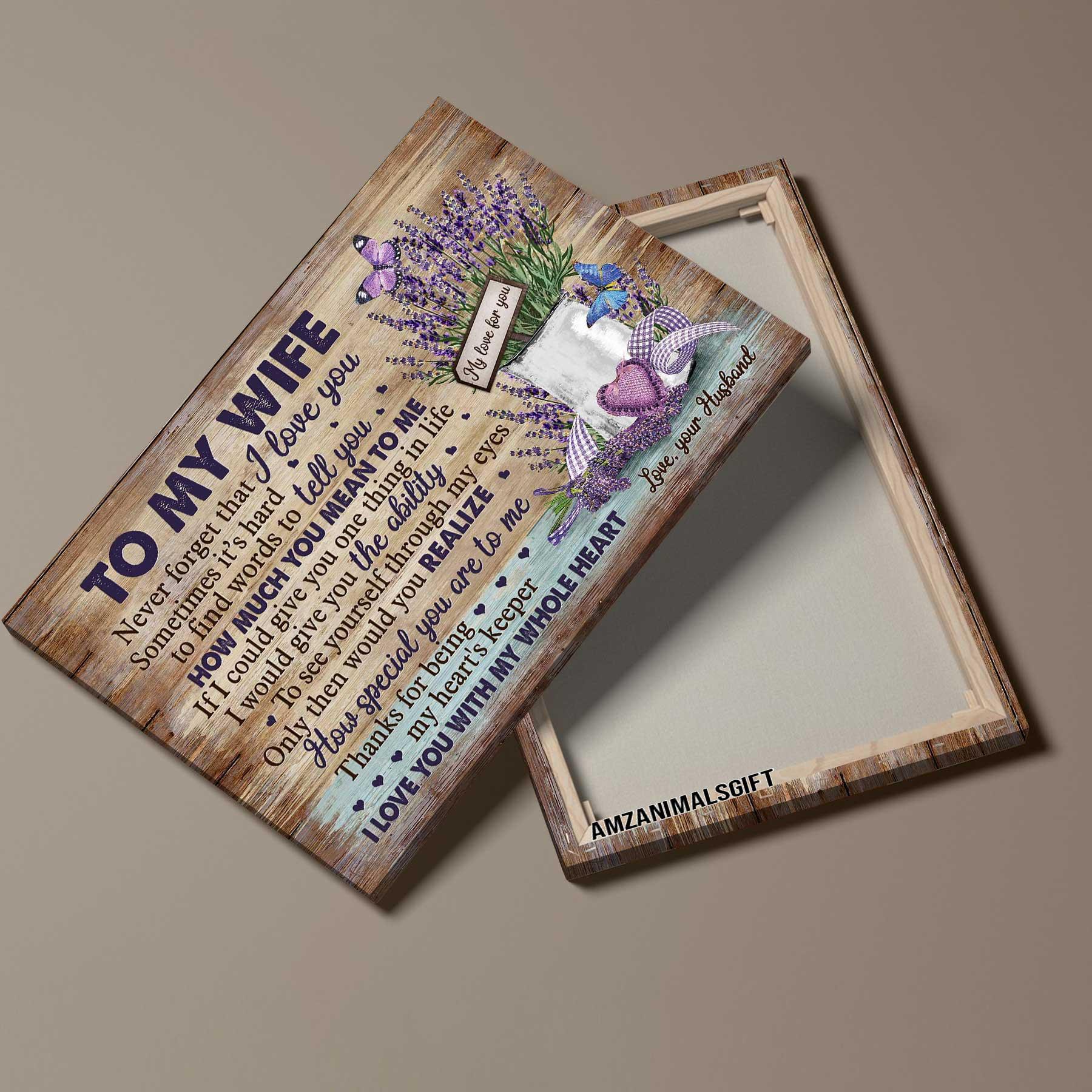 Couple Premium Wrapped Landscape Canvas - To My Wife, Lavender, I Love You With My Whole Heart - Perfect Gift For Couple, Spouse - Amzanimalsgift
