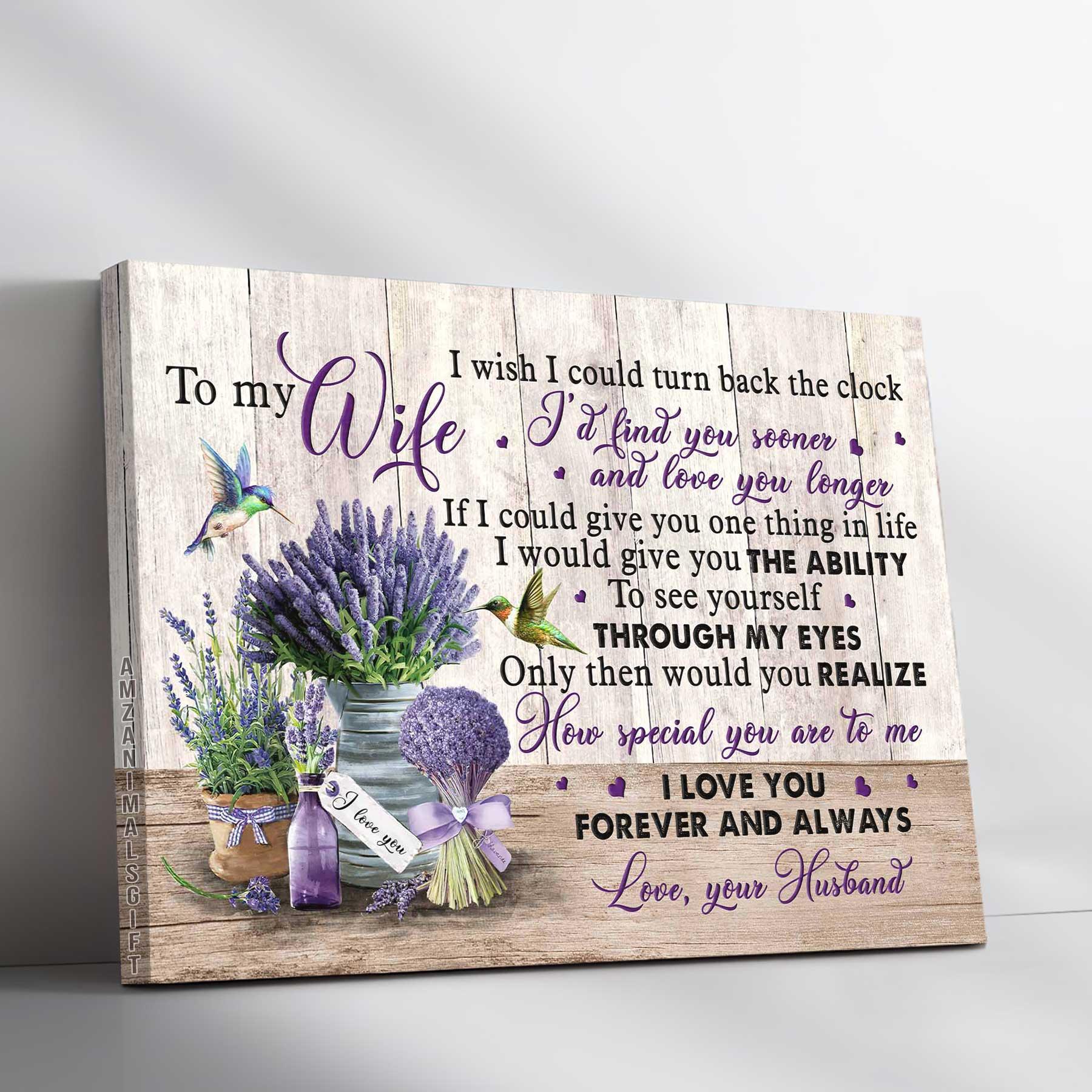 Couple Premium Wrapped Landscape Canvas - To My Wife, Lavender Painting, Hummingbird, In My Eye You Are Special - Perfect Gift For Couple, Spouse - Amzanimalsgift