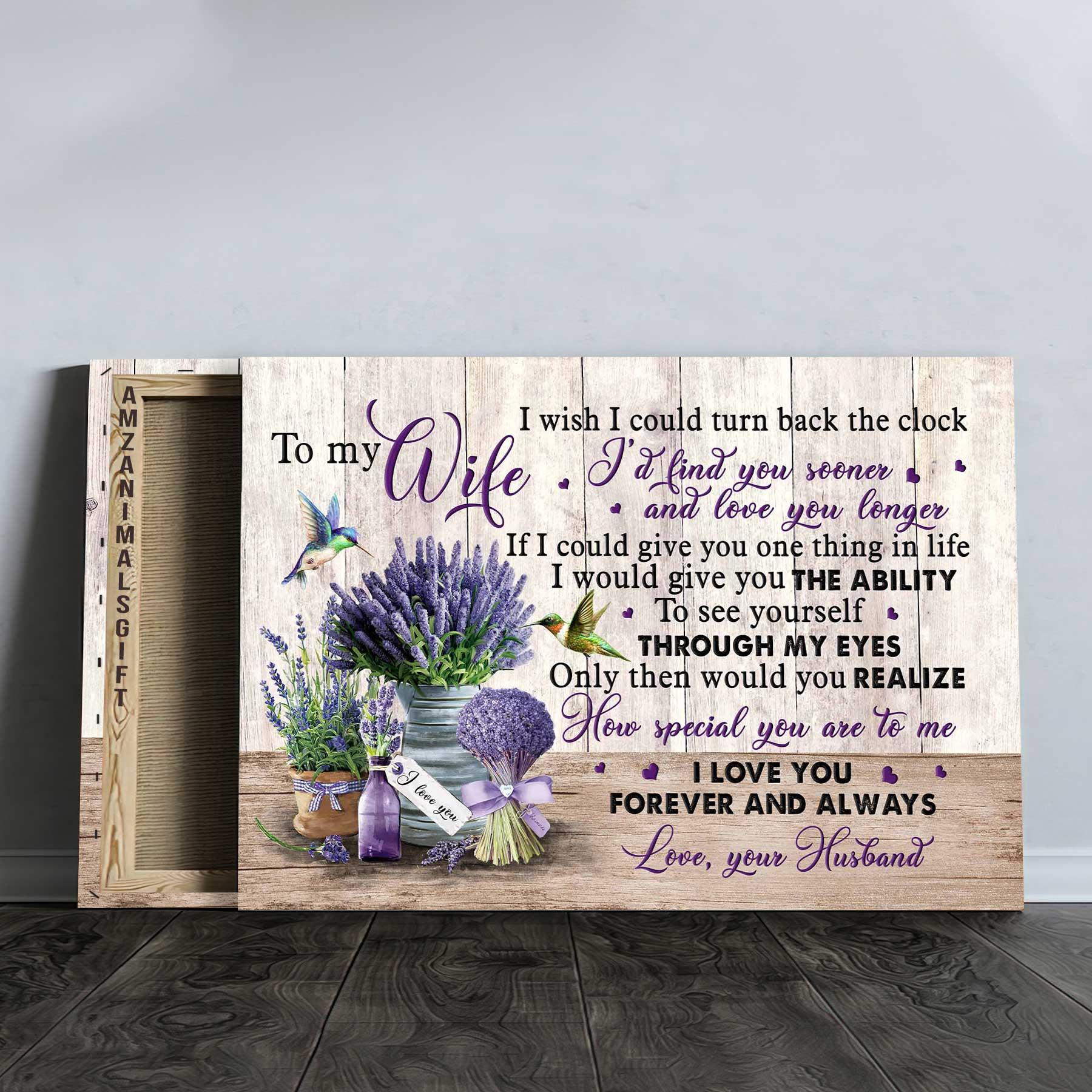Couple Premium Wrapped Landscape Canvas - To My Wife, Lavender Painting, Hummingbird, In My Eye You Are Special - Perfect Gift For Couple, Spouse - Amzanimalsgift