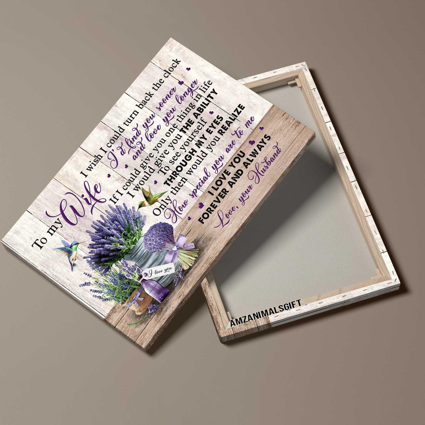 Couple Premium Wrapped Landscape Canvas - To My Wife, Lavender Painting, Hummingbird, In My Eye You Are Special - Perfect Gift For Couple, Spouse - Amzanimalsgift