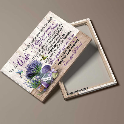 Couple Premium Wrapped Landscape Canvas - To My Wife, Lavender Painting, Hummingbird, In My Eye You Are Special - Perfect Gift For Couple, Spouse - Amzanimalsgift