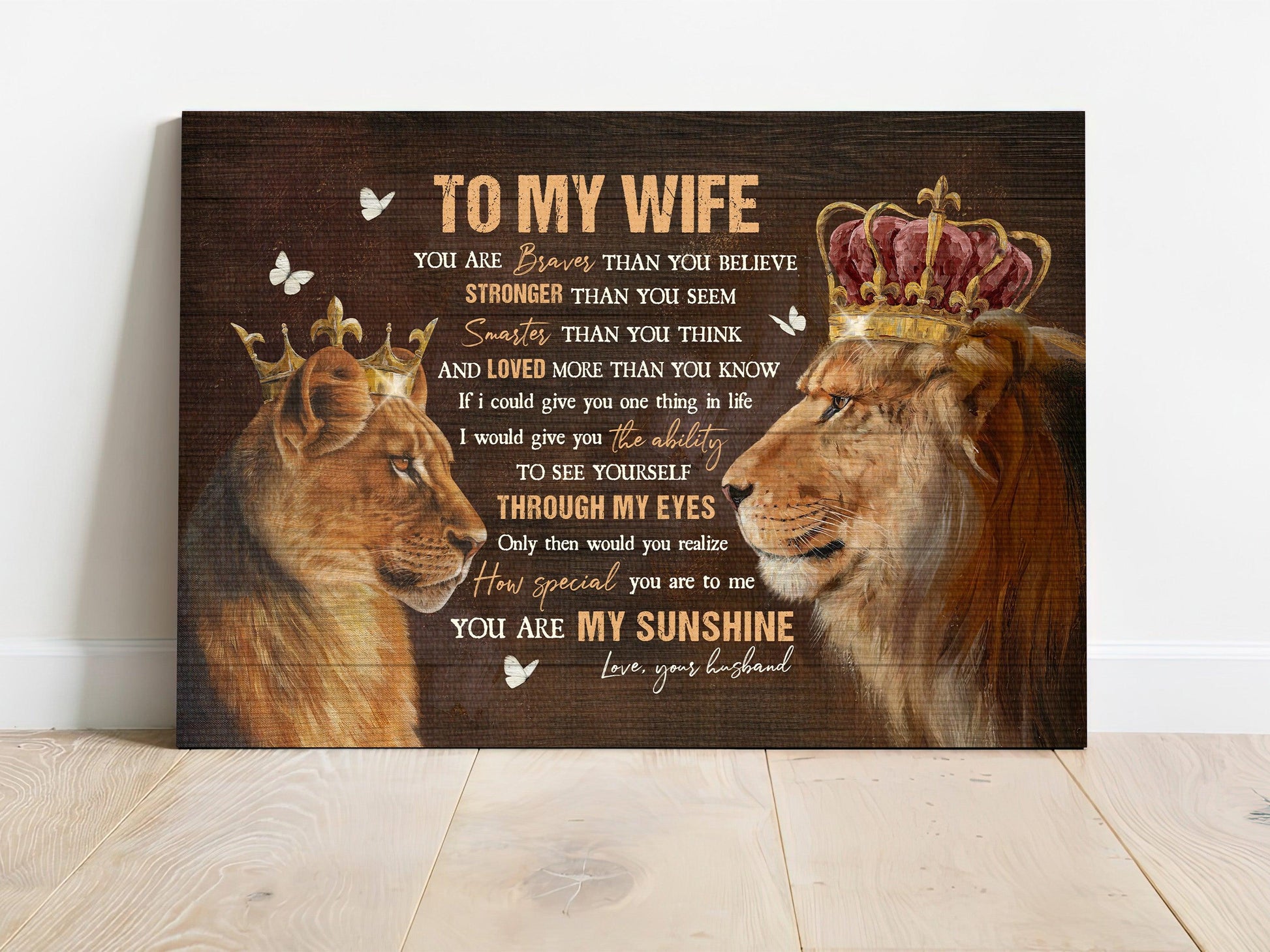 Couple Premium Wrapped Landscape Canvas - To My Wife, Lion King, Lion Queen, You Are My Sunshine, Valentine's Day Gift - Gift For Wife, Lovers - Amzanimalsgift