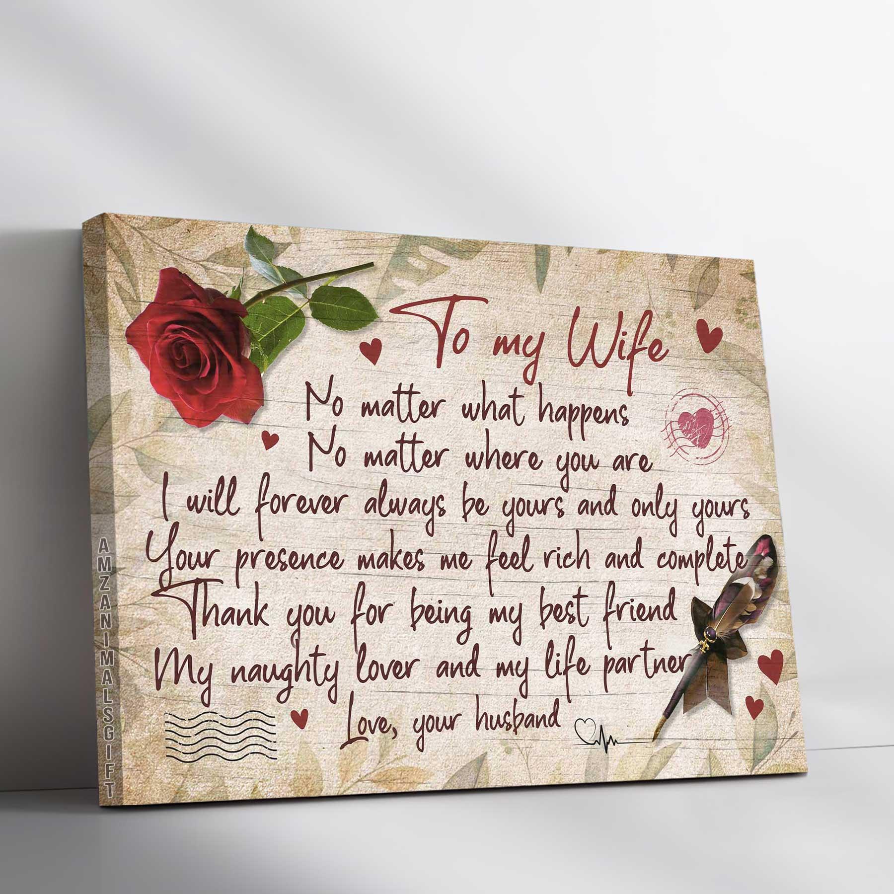 Couple Premium Wrapped Landscape Canvas - To My Wife, Love Letter, Rose Flower, Thank You For Being My Life Partner - Perfect Gift For Couple, Spouse - Amzanimalsgift