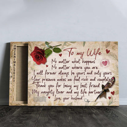 Couple Premium Wrapped Landscape Canvas - To My Wife, Love Letter, Rose Flower, Thank You For Being My Life Partner - Perfect Gift For Couple, Spouse - Amzanimalsgift