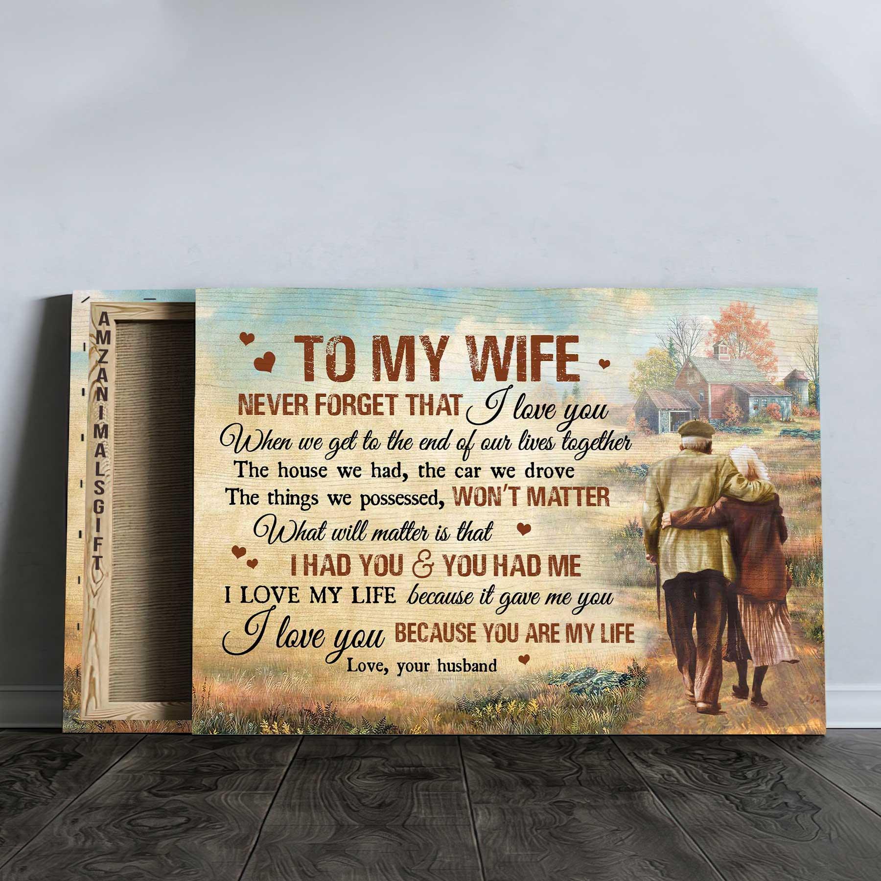 Couple Premium Wrapped Landscape Canvas - To My Wife, Old Loving Couple, Countryside, I Love You Because You Are My Life - Perfect Gift For Couple - Amzanimalsgift