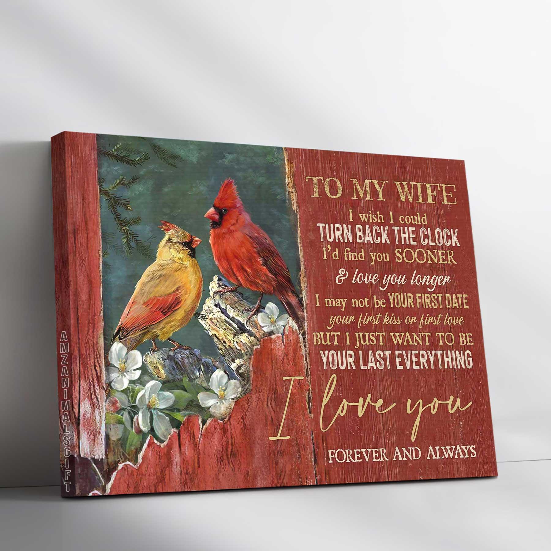 Couple Premium Wrapped Landscape Canvas - To My Wife, White Jasmine, Cardinal Drawing, I Love You Forever And Always - Perfect Gift For Wife, Spouse - Amzanimalsgift