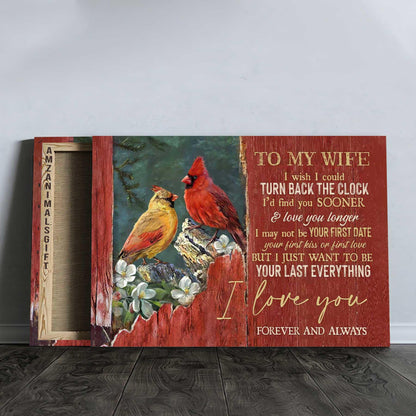 Couple Premium Wrapped Landscape Canvas - To My Wife, White Jasmine, Cardinal Drawing, I Love You Forever And Always - Perfect Gift For Wife, Spouse - Amzanimalsgift