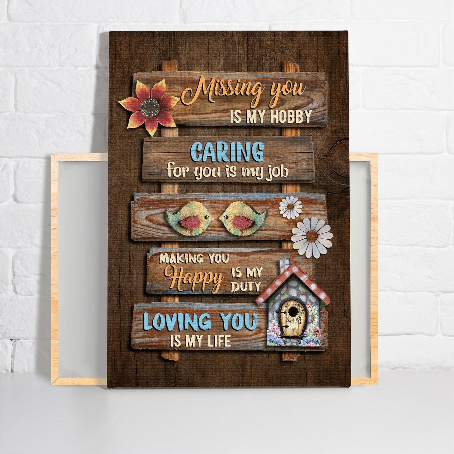 Couple Premium Wrapped Portrait Canvas - Bird Couple, Sweet Home, Vintage Painting, Loving You Is My Life - Gift For Couple, Spouse, Lover - Amzanimalsgift