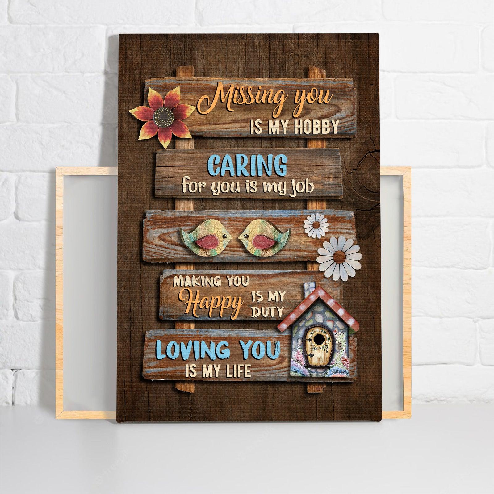 Couple Premium Wrapped Portrait Canvas - Bird Couple, Sweet Home, Vintage Painting, Loving You Is My Life - Gift For Couple, Spouse, Lover - Amzanimalsgift