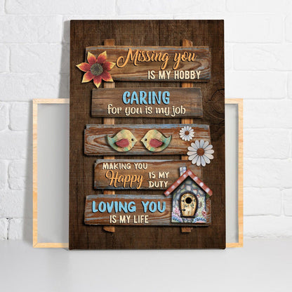 Couple Premium Wrapped Portrait Canvas - Bird Couple, Sweet Home, Vintage Painting, Loving You Is My Life - Gift For Couple, Spouse, Lover - Amzanimalsgift