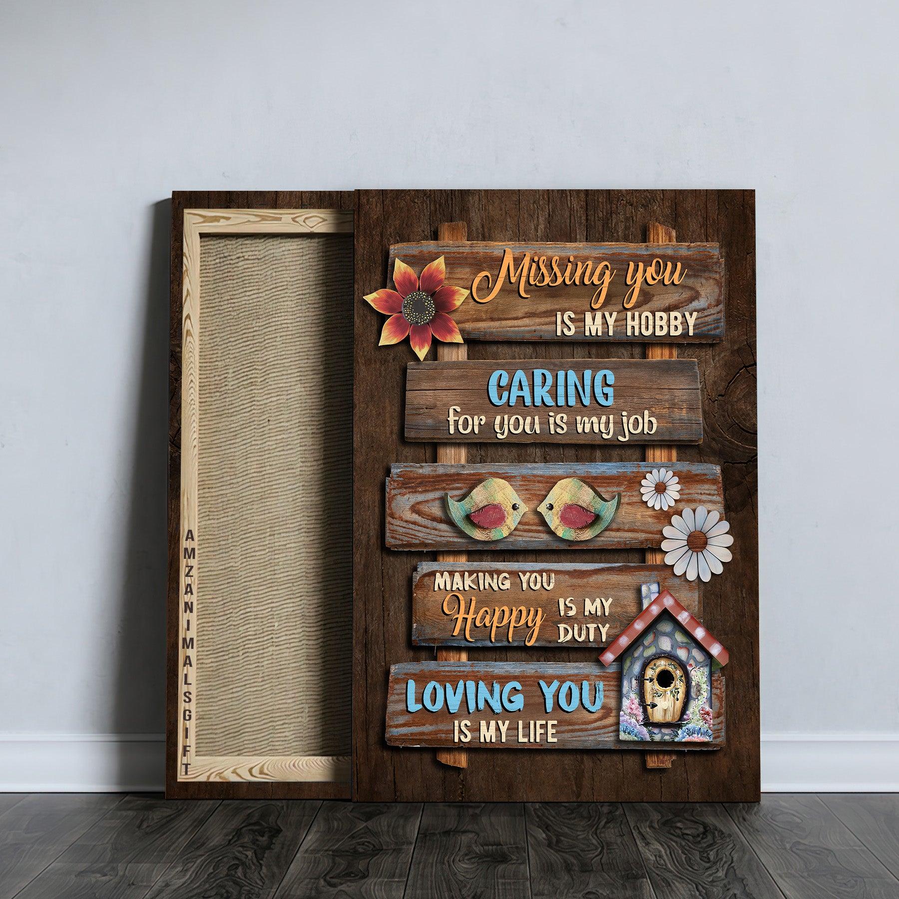Couple Premium Wrapped Portrait Canvas - Bird Couple, Sweet Home, Vintage Painting, Loving You Is My Life - Gift For Couple, Spouse, Lover - Amzanimalsgift