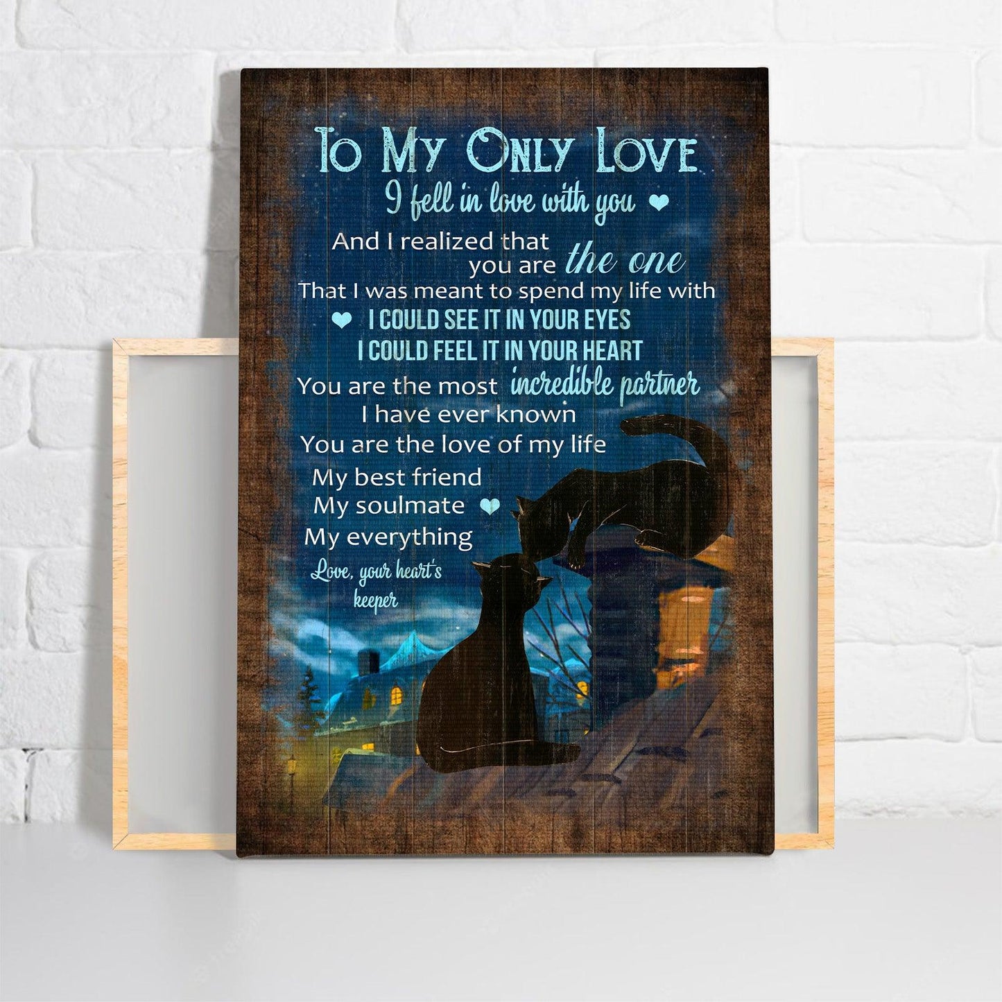 Couple Premium Wrapped Portrait Canvas - Black Cat, Wonderful Night, To My Only Love - Gift For Couple, Spouse, Lover - Amzanimalsgift