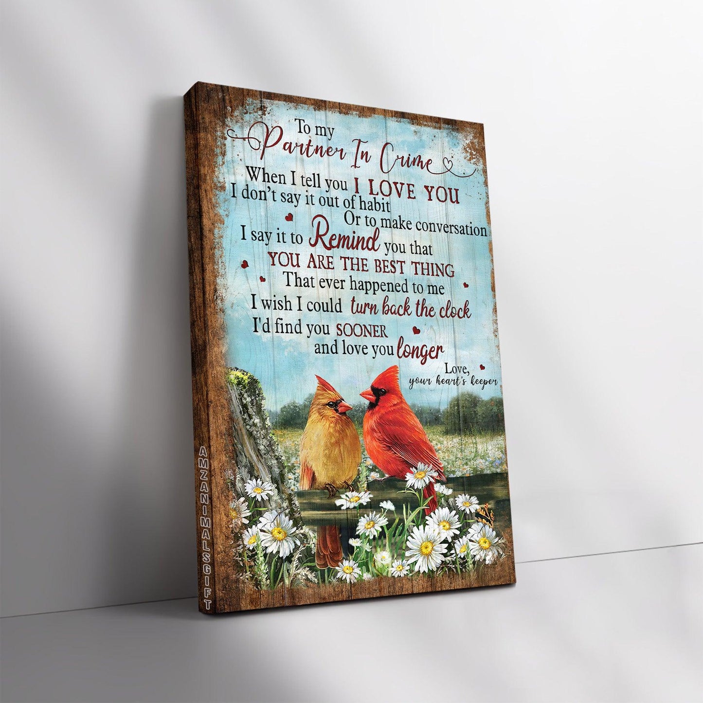 Couple Premium Wrapped Portrait Canvas - Cardinal Couple, Flower Field, I Wish I Could Find You Sooner - Perfect Gift For Couple, Spouse, Lovers - Amzanimalsgift