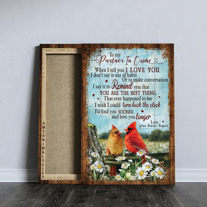 Couple Premium Wrapped Portrait Canvas - Cardinal Couple, Flower Field, I Wish I Could Find You Sooner - Perfect Gift For Couple, Spouse, Lovers - Amzanimalsgift