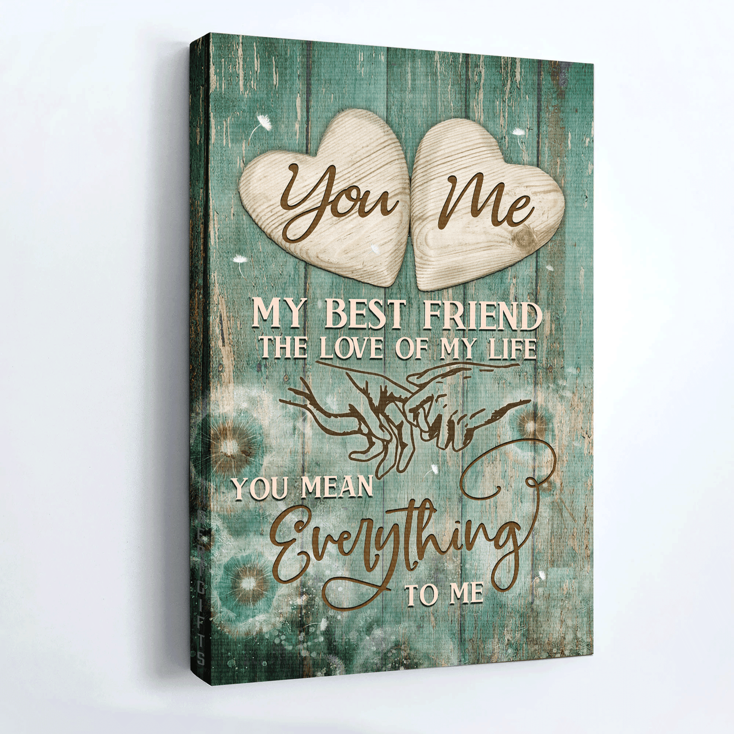 Couple Premium Wrapped Portrait Canvas - Holding Hands, Vintage Painting, You Mean Everything To Me - Gift For Couple, Lovers - Amzanimalsgift