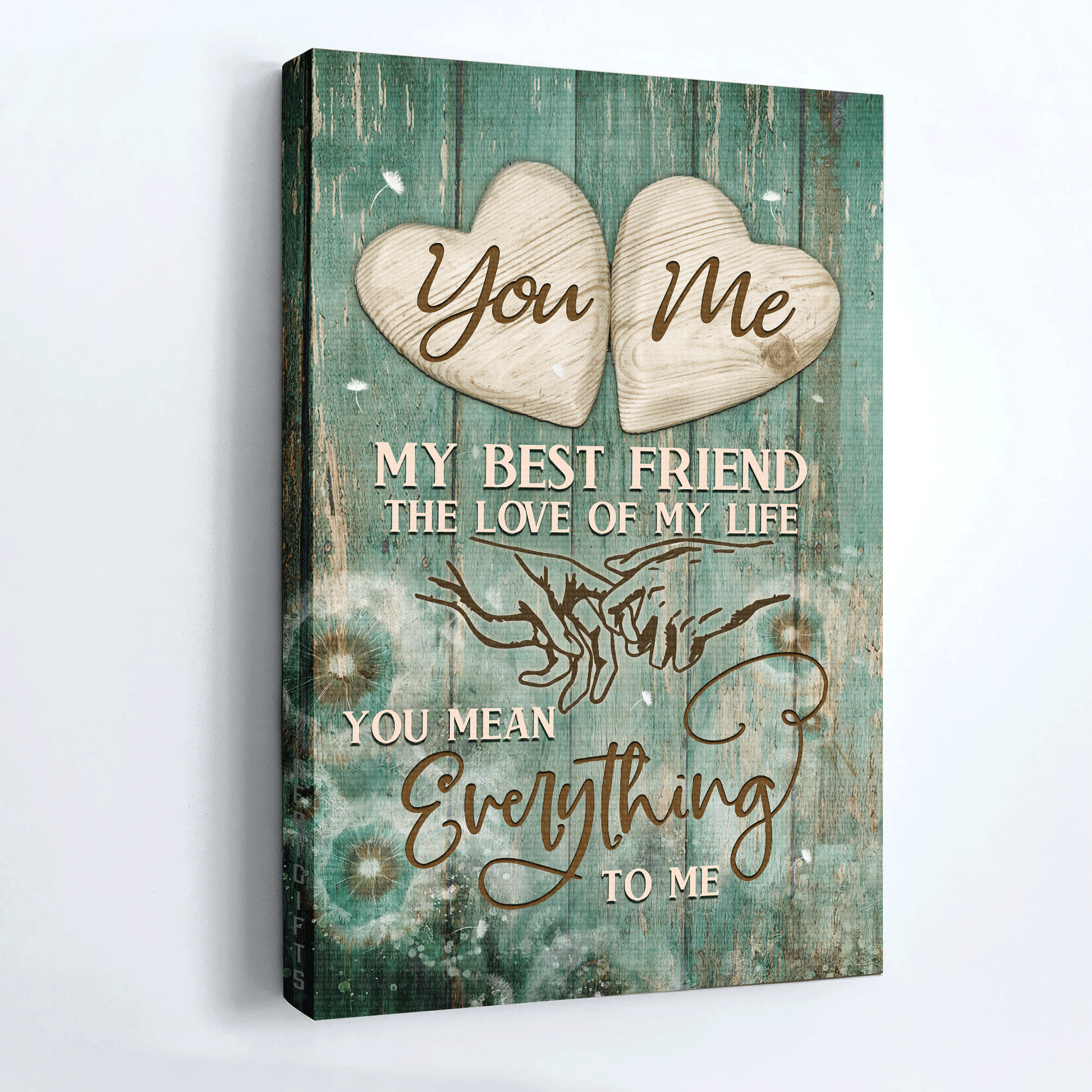 Couple Premium Wrapped Portrait Canvas - Holding Hands, Vintage Painting, You Mean Everything To Me - Gift For Couple, Lovers - Amzanimalsgift