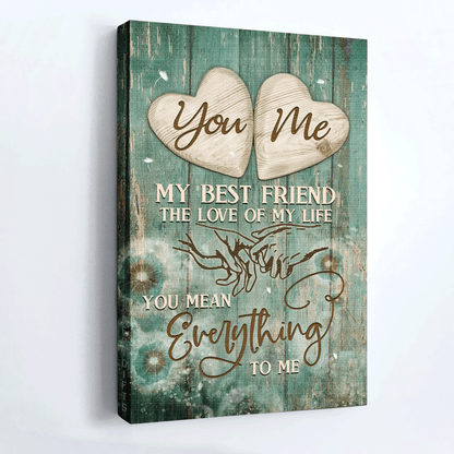 Couple Premium Wrapped Portrait Canvas - Holding Hands, Vintage Painting, You Mean Everything To Me - Gift For Couple, Lovers - Amzanimalsgift