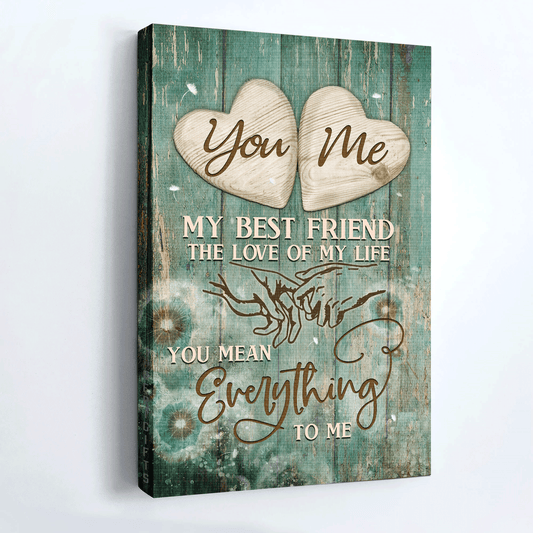 Couple Premium Wrapped Portrait Canvas - Holding Hands, Vintage Painting, You Mean Everything To Me - Gift For Couple, Lovers - Amzanimalsgift