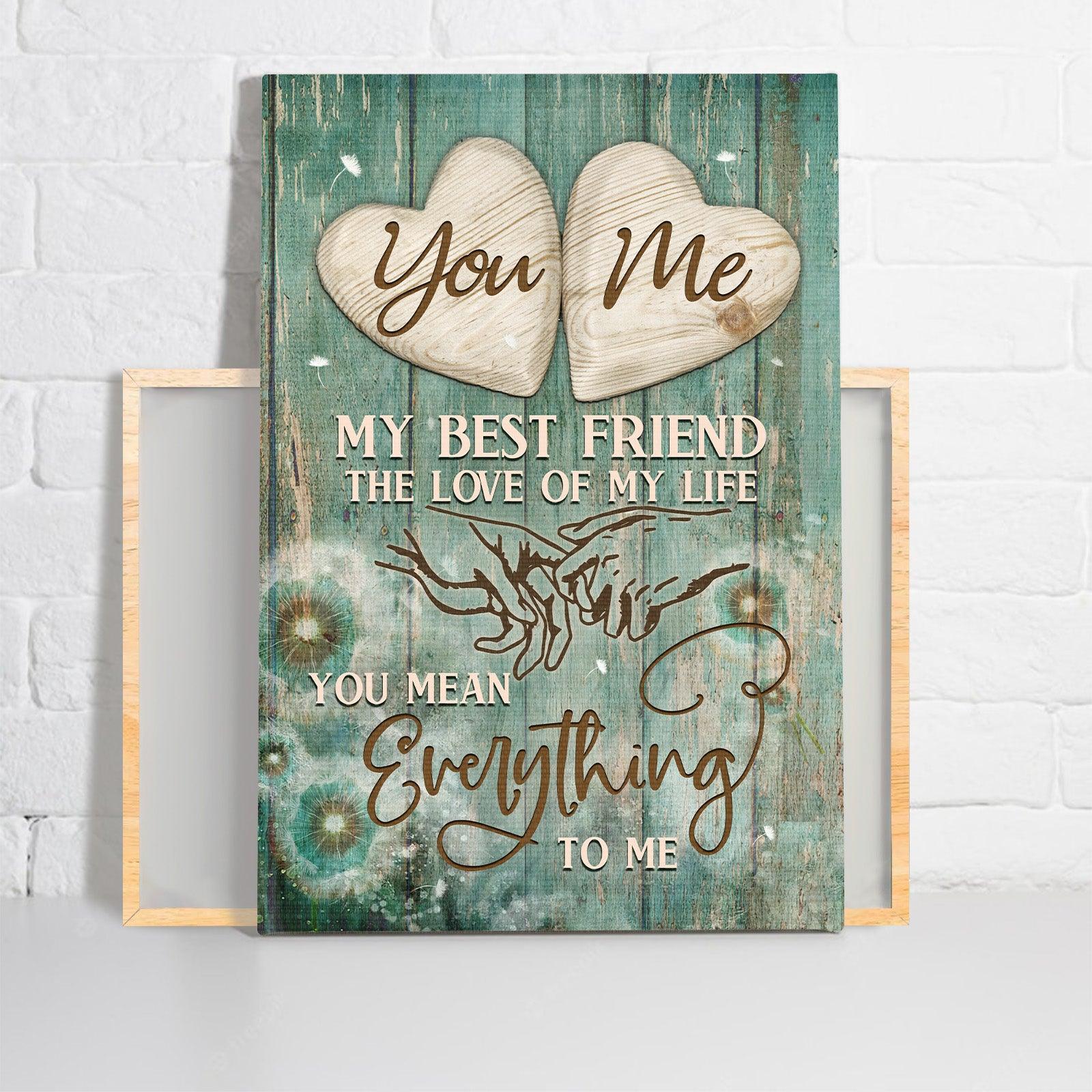 Couple Premium Wrapped Portrait Canvas - Holding Hands, Vintage Painting, You Mean Everything To Me - Gift For Couple, Lovers - Amzanimalsgift