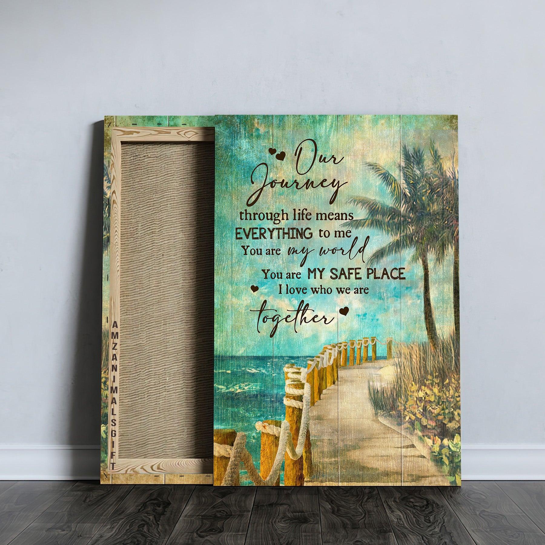 Couple Premium Wrapped Portrait Canvas - Ocean View, Blue Sky Painting, Road By The Sea, You Are My World - Perfect Gift For Couple, Spouse - Amzanimalsgift