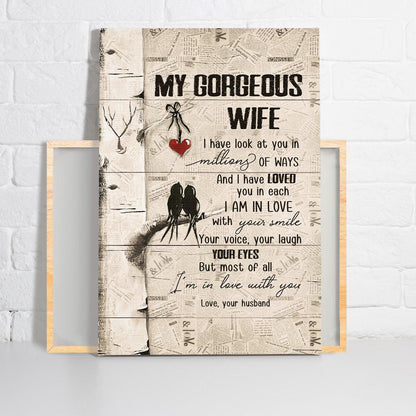 Couple Premium Wrapped Portrait Canvas - To My Wife, Black Bird, Paper Background, I'm In Love With You - Valentine's Day Gift For Wife, Couple - Amzanimalsgift