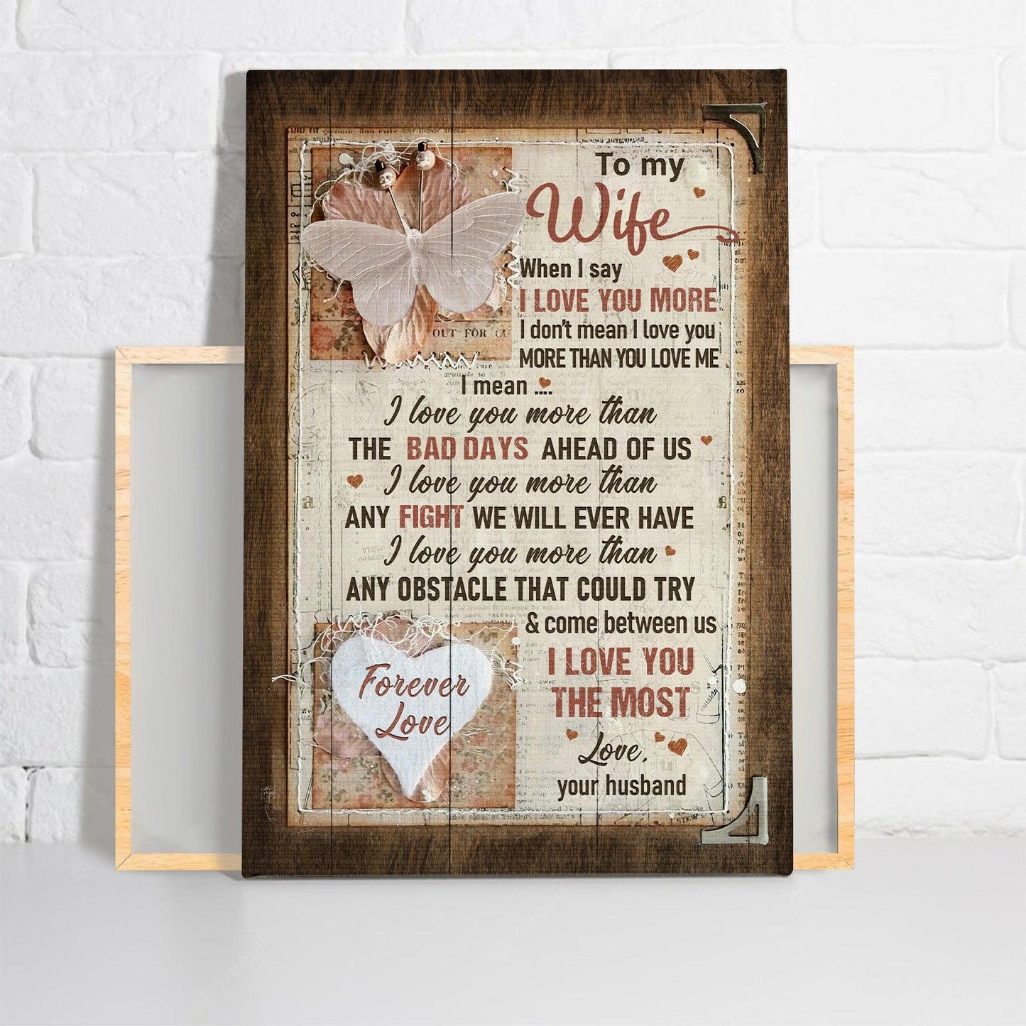 Couple Premium Wrapped Portrait Canvas - To My Wife, Butterfly, Happy Marriage, I Love You The Most - Perfect Gift For Wife, Couple, Spouse - Amzanimalsgift