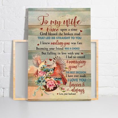 Couple Premium Wrapped Portrait Canvas - To My Wife, Cardinal Painting, Flower, I Love You Forever And Always - Valentine's Day Gift For Wife, Lovers - Amzanimalsgift