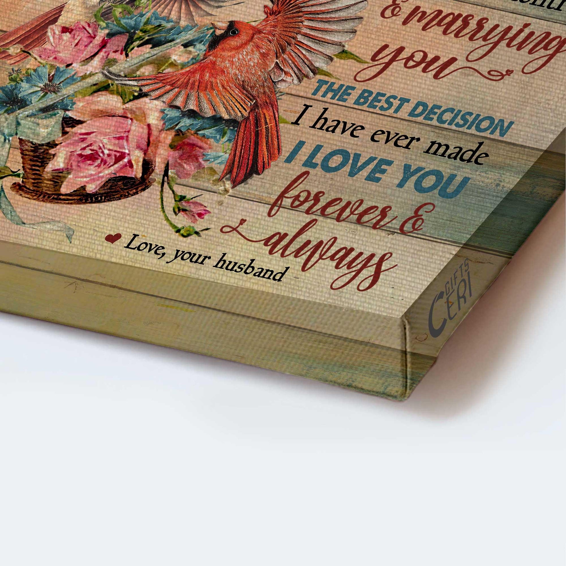 Couple Premium Wrapped Portrait Canvas - To My Wife, Cardinal Painting, Flower, I Love You Forever And Always - Valentine's Day Gift For Wife, Lovers - Amzanimalsgift