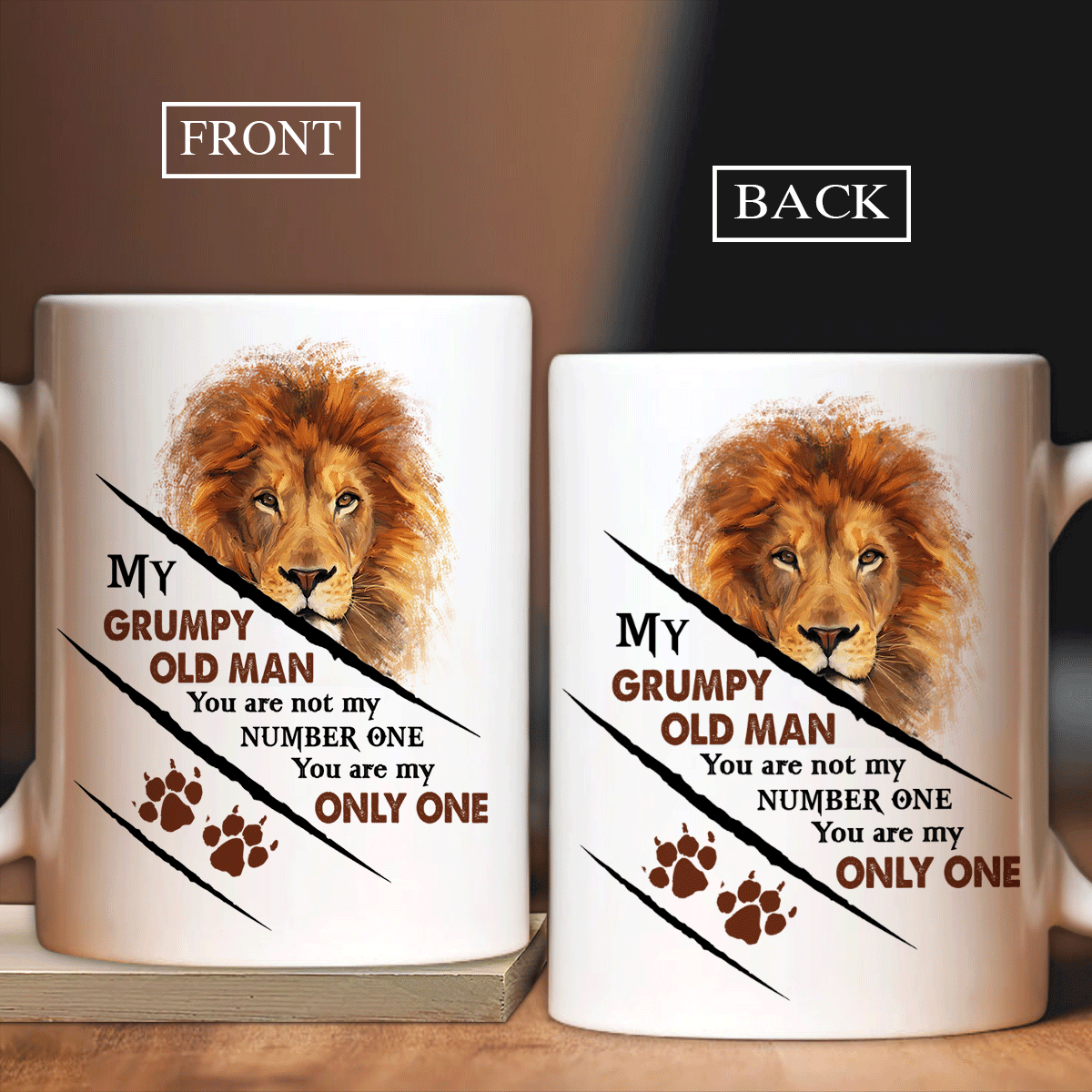 Couple White Mug- My grumpy old man, Lion painting, You are my only one- Gift for couple, lover - White Mug - Amzanimalsgift