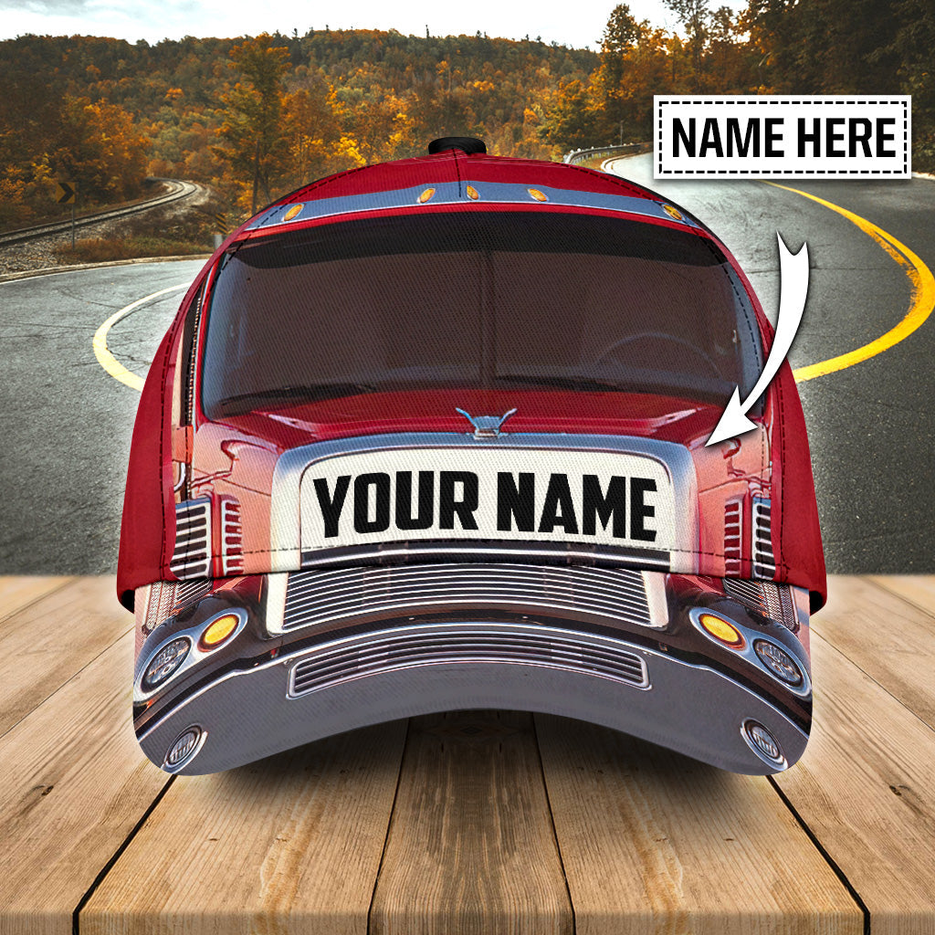 Customized Trucker Mesh Cap Hat, Red Truck Pattern Classic Caps, Perfect Hat For Trucker