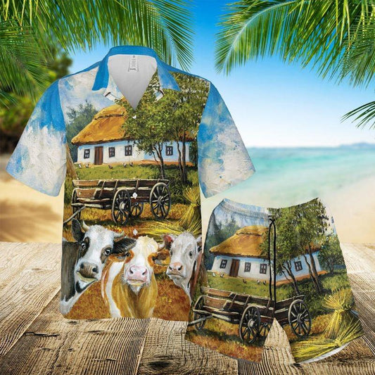 Cow Aloha Hawaiian Shirt - Cow Farm Holiday Printed Hawaiian Shirt, Cattle Farmer Summer Hawaiian Shirt For Men & Women, Cow Lover - Amzanimalsgift