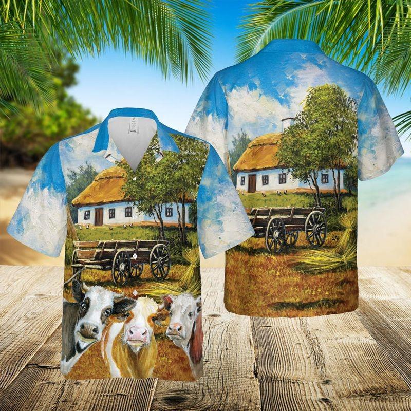 Cow Aloha Hawaiian Shirt - Cow Farm Holiday Printed Hawaiian Shirt, Cattle Farmer Summer Hawaiian Shirt For Men & Women, Cow Lover - Amzanimalsgift