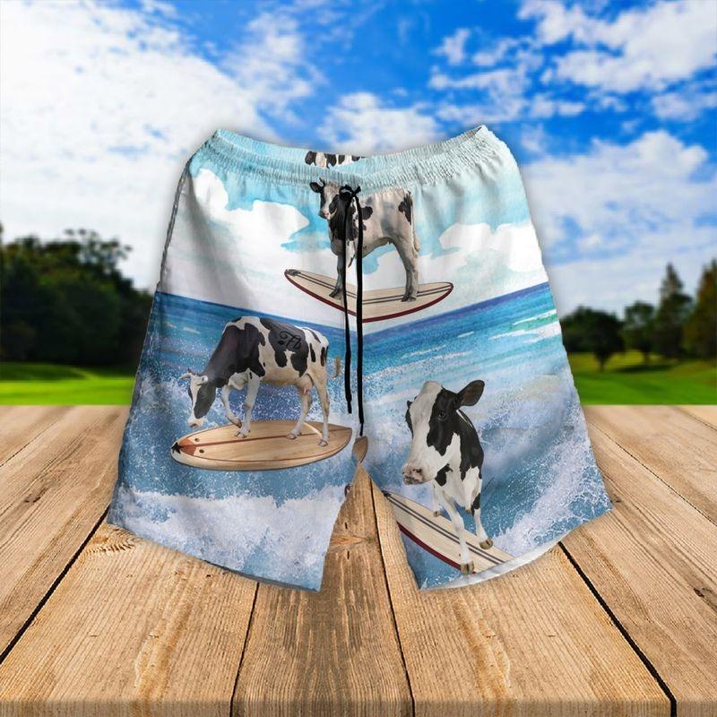 Cow Aloha Hawaiian Shirt - Cow Surfing Hawaiian Shirt, Dairy Cow Beach Art Hawaiian Shirt For Men & Women, Cow Lover - Amzanimalsgift