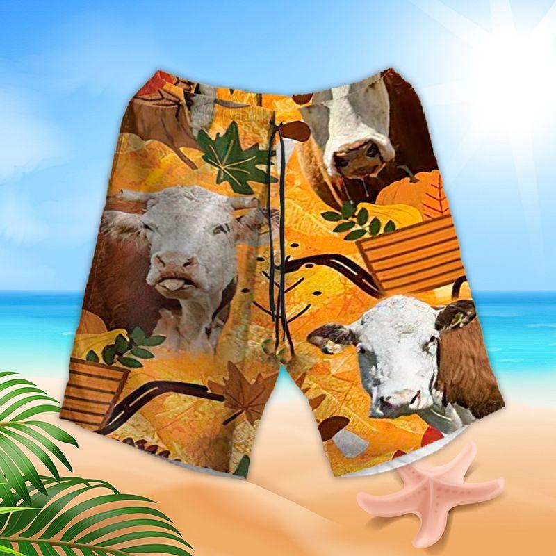 Cow Aloha Hawaiian Shirts For Summer, Autumn Pattern Hawaiian Set For Men Women, Thanksgiving Gift For Friend, Farmer, Harvest Day, Cow Lovers - Amzanimalsgift