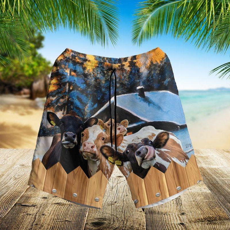 Cow Cattle Aloha Hawaiian Shirt - Funny Cow Winter Farmhouse Hawaiian Shirt, Christmas Is Coming To Farm Hawaiian Shirt For Men & Women, Cow Lover - Amzanimalsgift