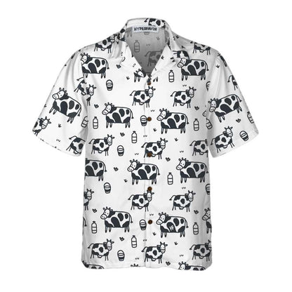 Cow Hawaiian Shirt, Cartoon Cow, Funny Cow Aloha Shirt For Men Women - Perfect Gift For Cow Lovers, Husband, Boyfriend, Friend, Family, Wife - Amzanimalsgift