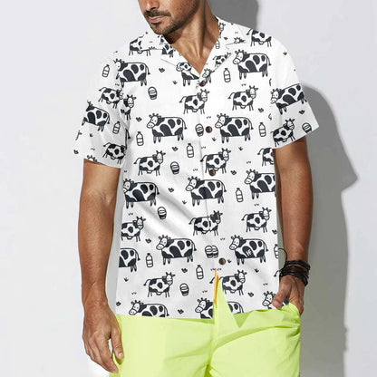 Cow Hawaiian Shirt, Cartoon Cow, Funny Cow Aloha Shirt For Men Women - Perfect Gift For Cow Lovers, Husband, Boyfriend, Friend, Family, Wife - Amzanimalsgift