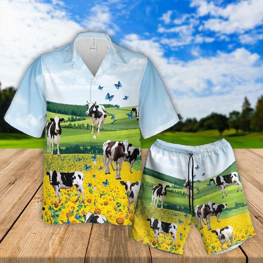 Cows Aloha Hawaiian Shirt - Sunflowers Hawaiian Shirt, Cows In Sunflowers Farmer Hawaiian Shirt - Perfect Shirt For Men & Women, Farmer - Amzanimalsgift