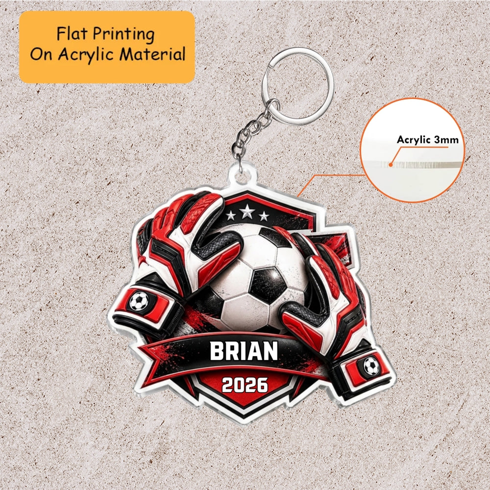 Personalized Soccer Christmas Flat Printed Acrylic Ornament, Soccer Ball And Gloves, Custom Ornament Christmas Gift, Keychain Soccer, Car Ornament Soccer
