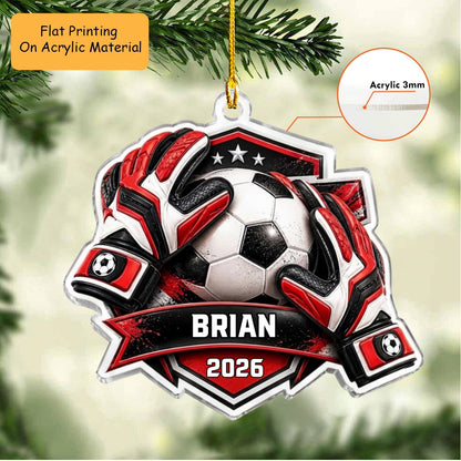 Personalized Soccer Christmas Flat Printed Acrylic Ornament, Soccer Ball And Gloves, Custom Ornament Christmas Gift, Keychain Soccer, Car Ornament Soccer