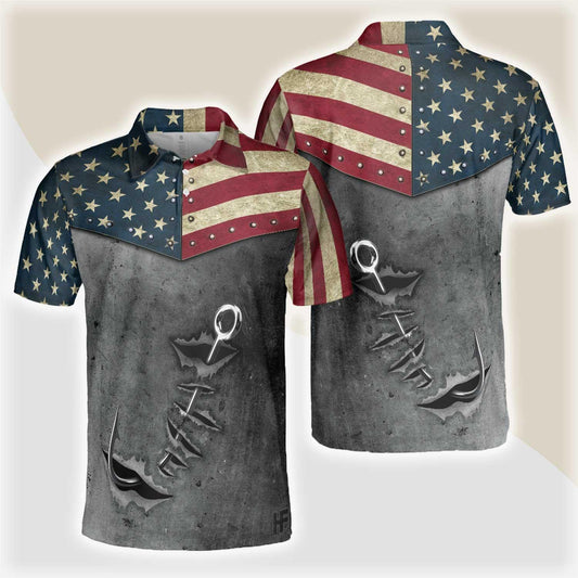 Crack Fishing American Flag Short Sleeve Polo Shirt, Patriotic Polo Shirt, Best Fishing Shirt For Men - Amzanimalsgift